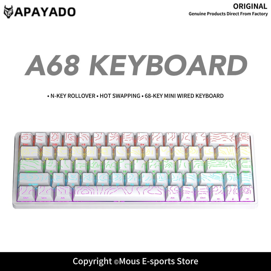 Keyboard Gaming Blue Switch - Teclado Mecánico con Cable APAYADO A68,